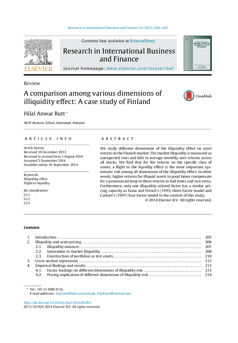 A comparison among various dimensions of illiquidity effect: A case study of Finland