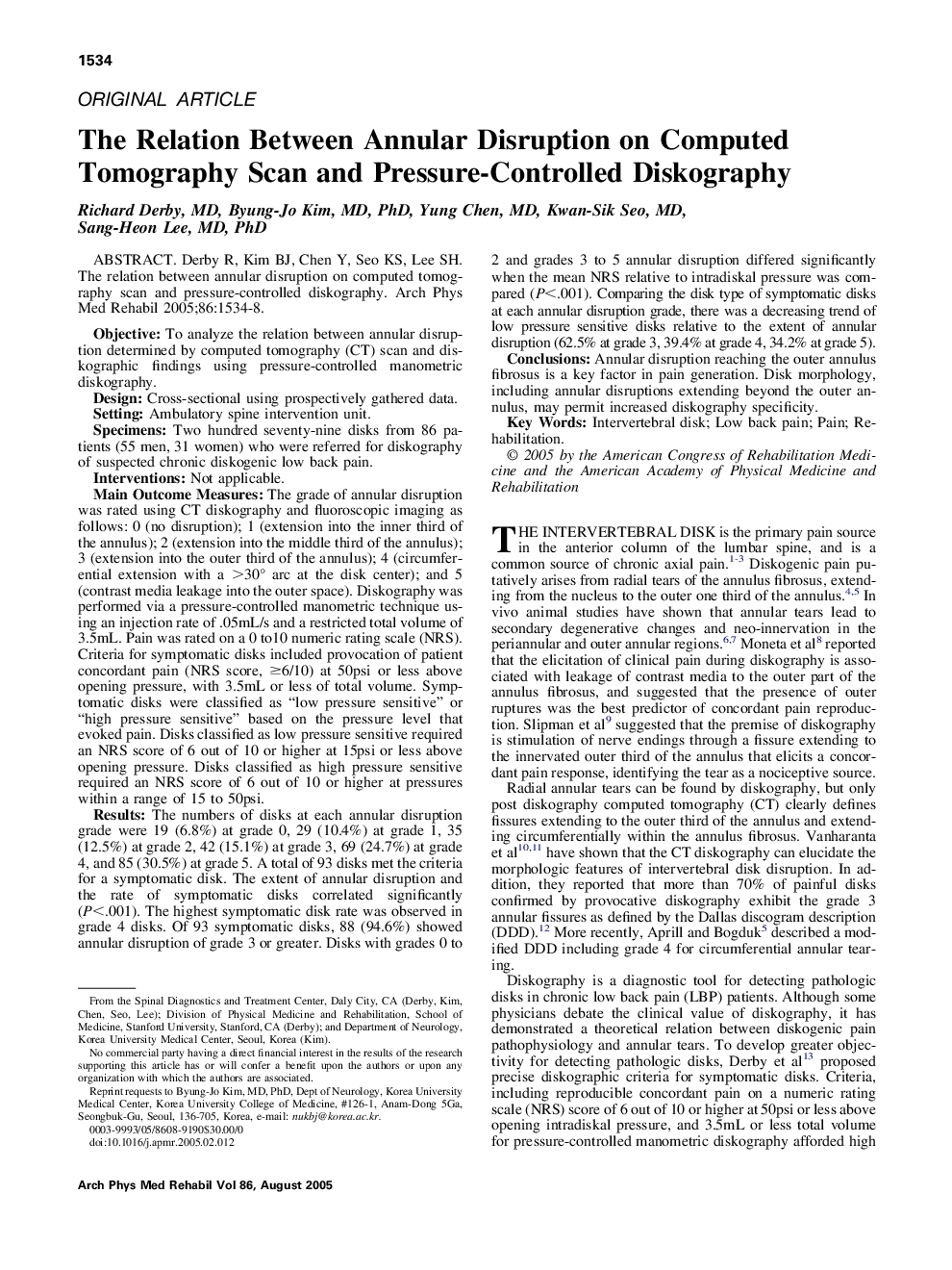 The Relation Between Annular Disruption on Computed Tomography Scan and Pressure-Controlled Diskography