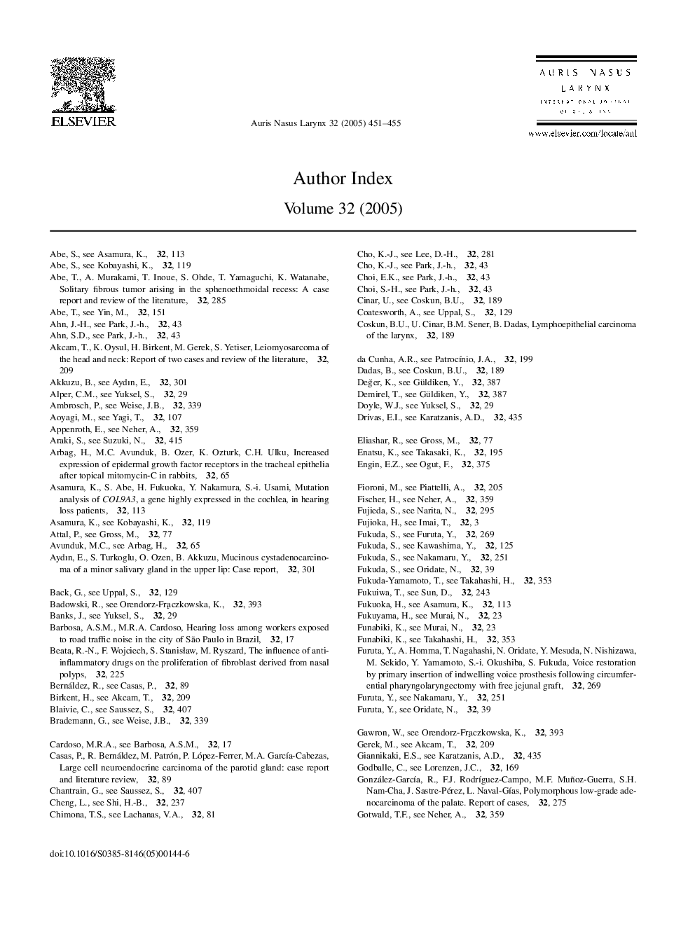 عکس صفحه اول مقاله: Author index Author index