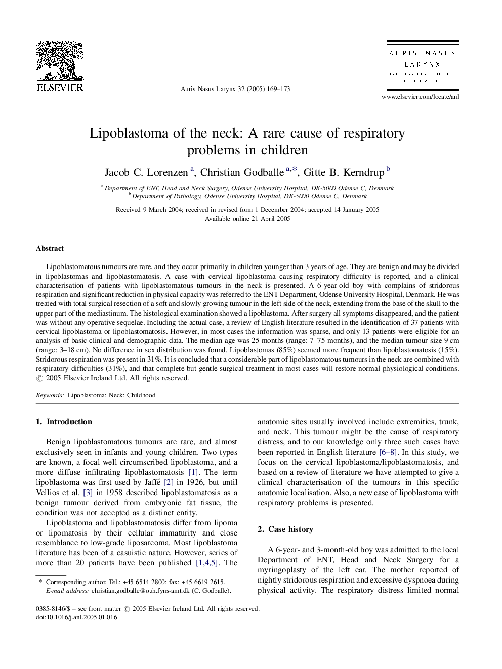 Lipoblastoma of the neck: A rare cause of respiratory problems in children