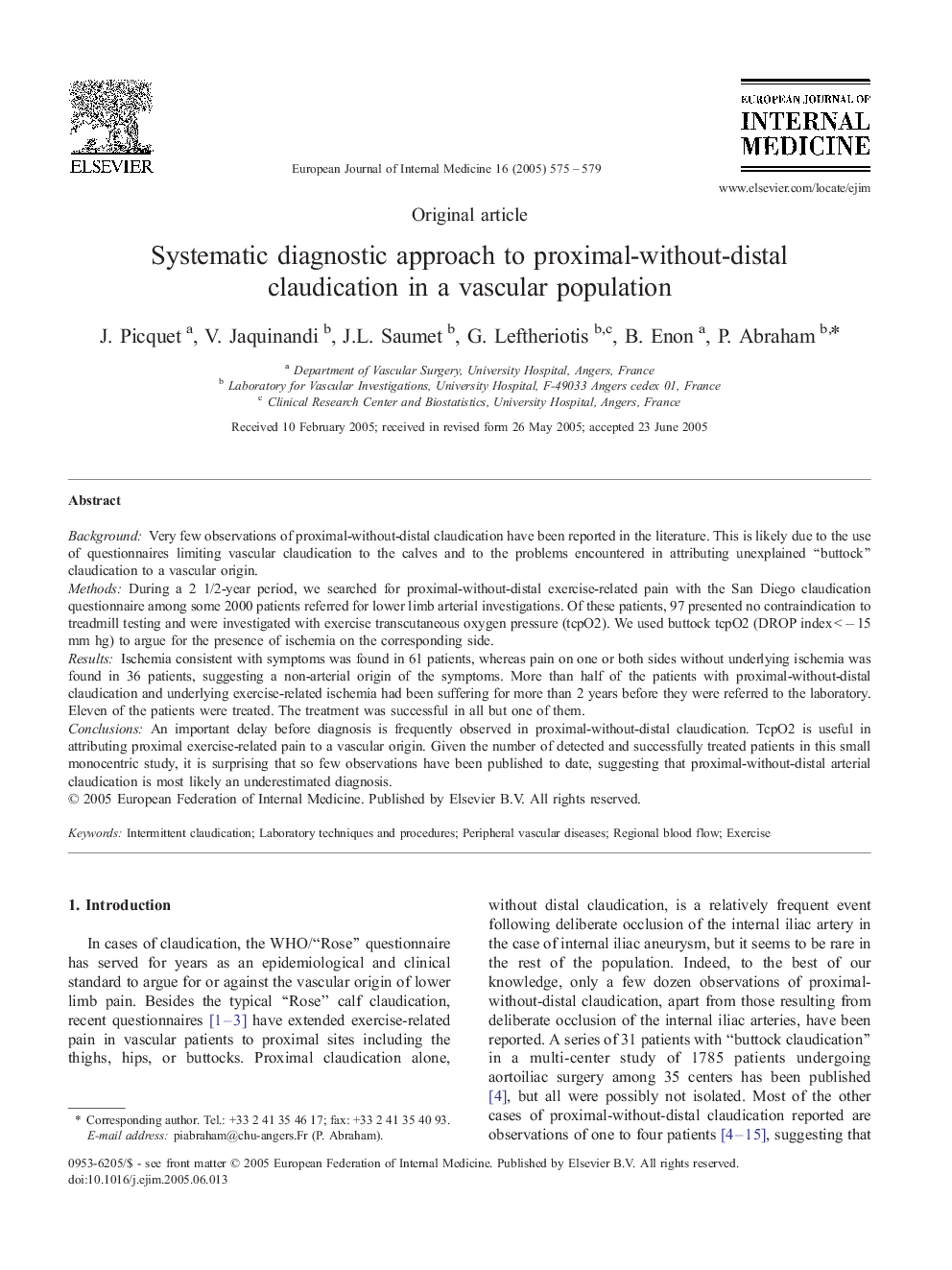 Systematic diagnostic approach to proximal-without-distal claudication in a vascular population