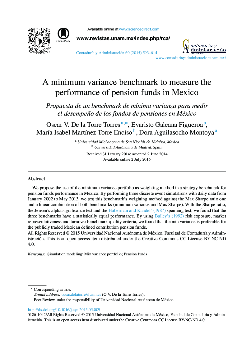 A minimum variance benchmark to measure the performance of pension funds in Mexico 