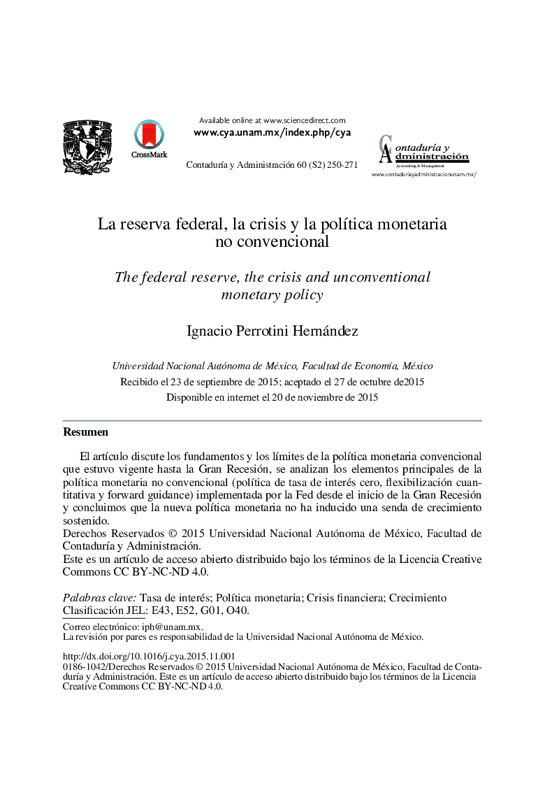 La reserva federal, la crisis y la política monetaria no convencional