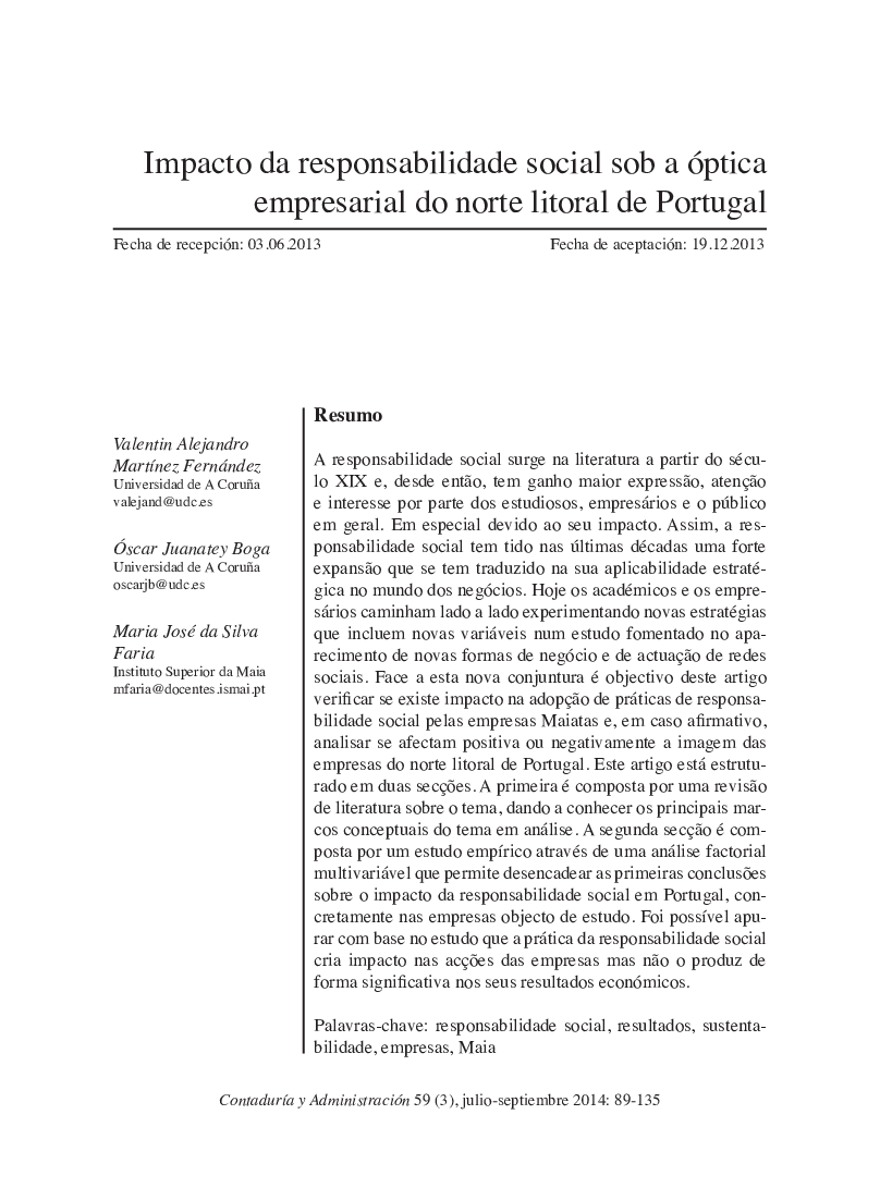 تأثیر مسئولیت اجتماعی تحت اخلاق تجاری شمال پرتغال 