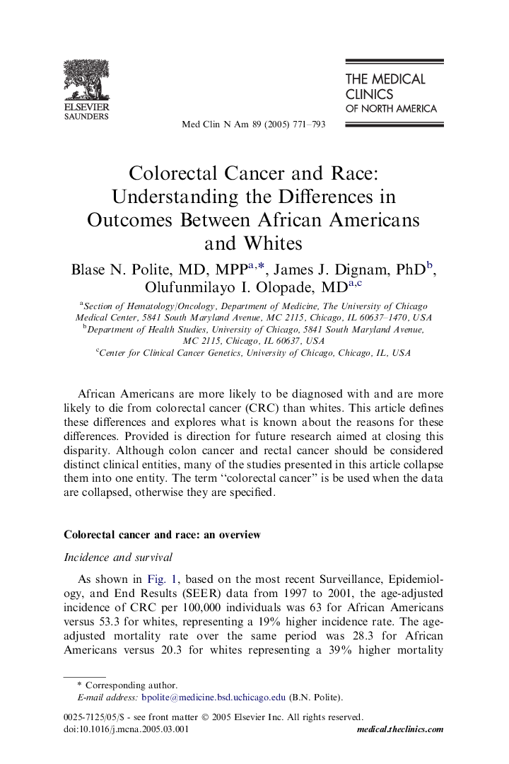 Colorectal Cancer and Race: Understanding the Differences in Outcomes Between African Americans and Whites