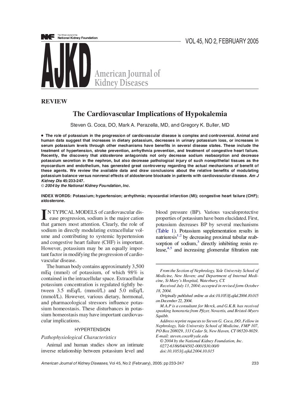 The cardiovascular implications of hypokalemia