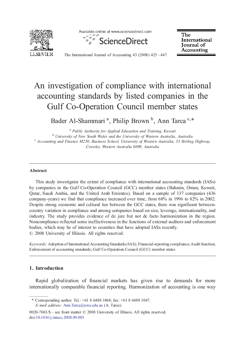 An investigation of compliance with international accounting standards by listed companies in the Gulf Co-Operation Council member states