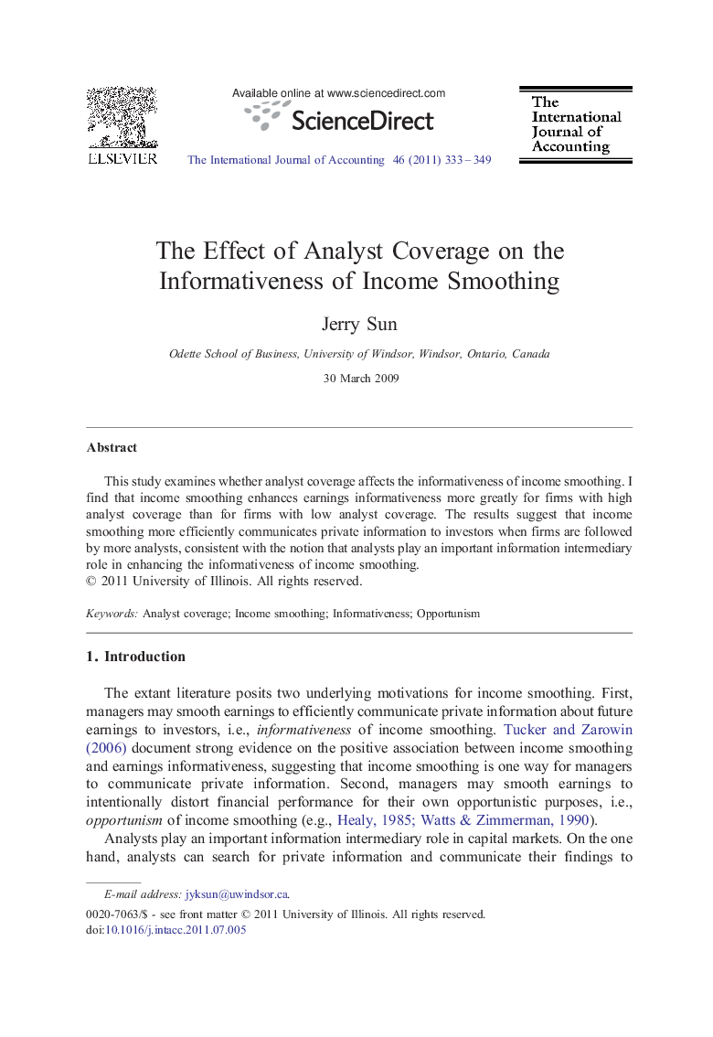 The Effect of Analyst Coverage on the Informativeness of Income Smoothing