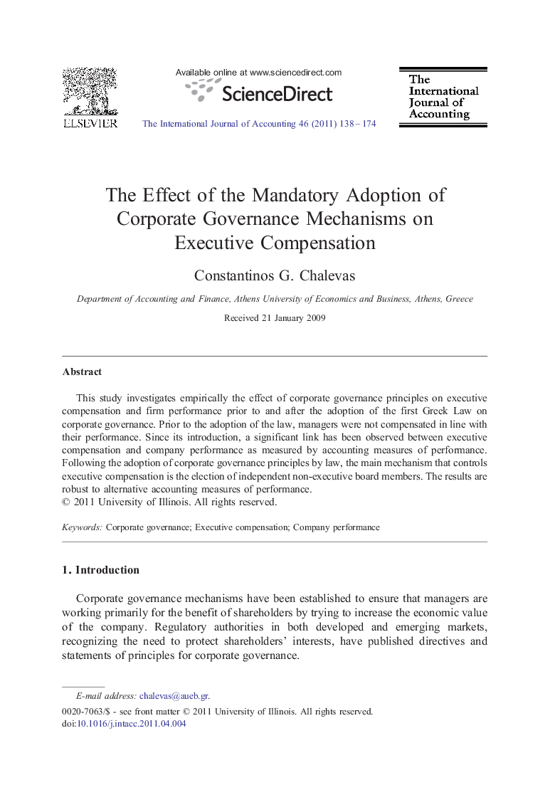 The Effect of the Mandatory Adoption of Corporate Governance Mechanisms on Executive Compensation