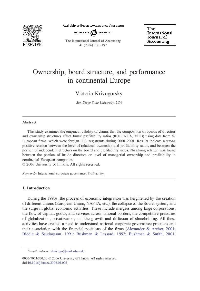 Ownership, board structure, and performance in continental Europe