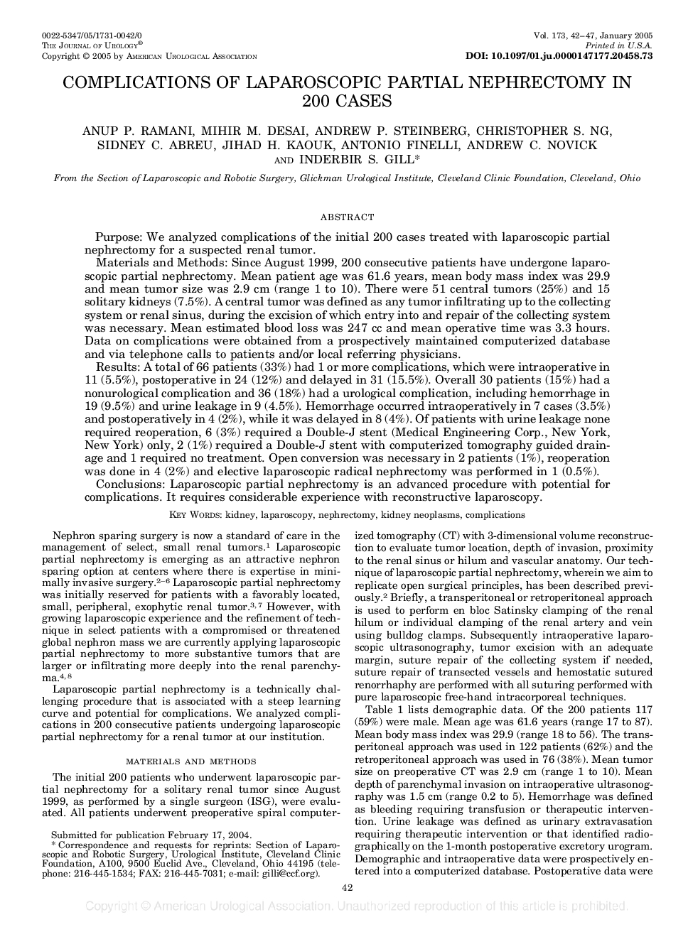 COMPLICATIONS OF LAPAROSCOPIC PARTIAL NEPHRECTOMY IN 200 CASES