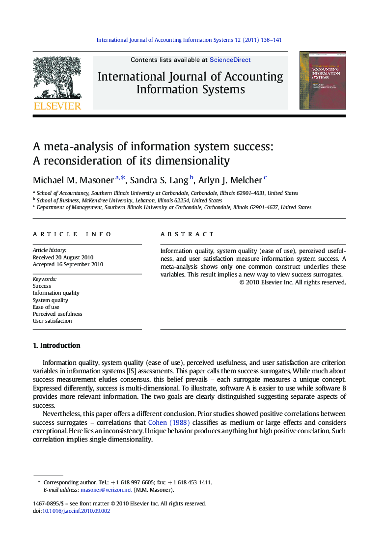 A meta-analysis of information system success: A reconsideration of its dimensionality