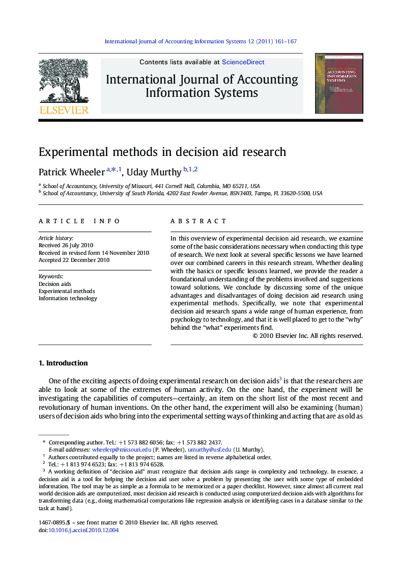 Experimental methods in decision aid research