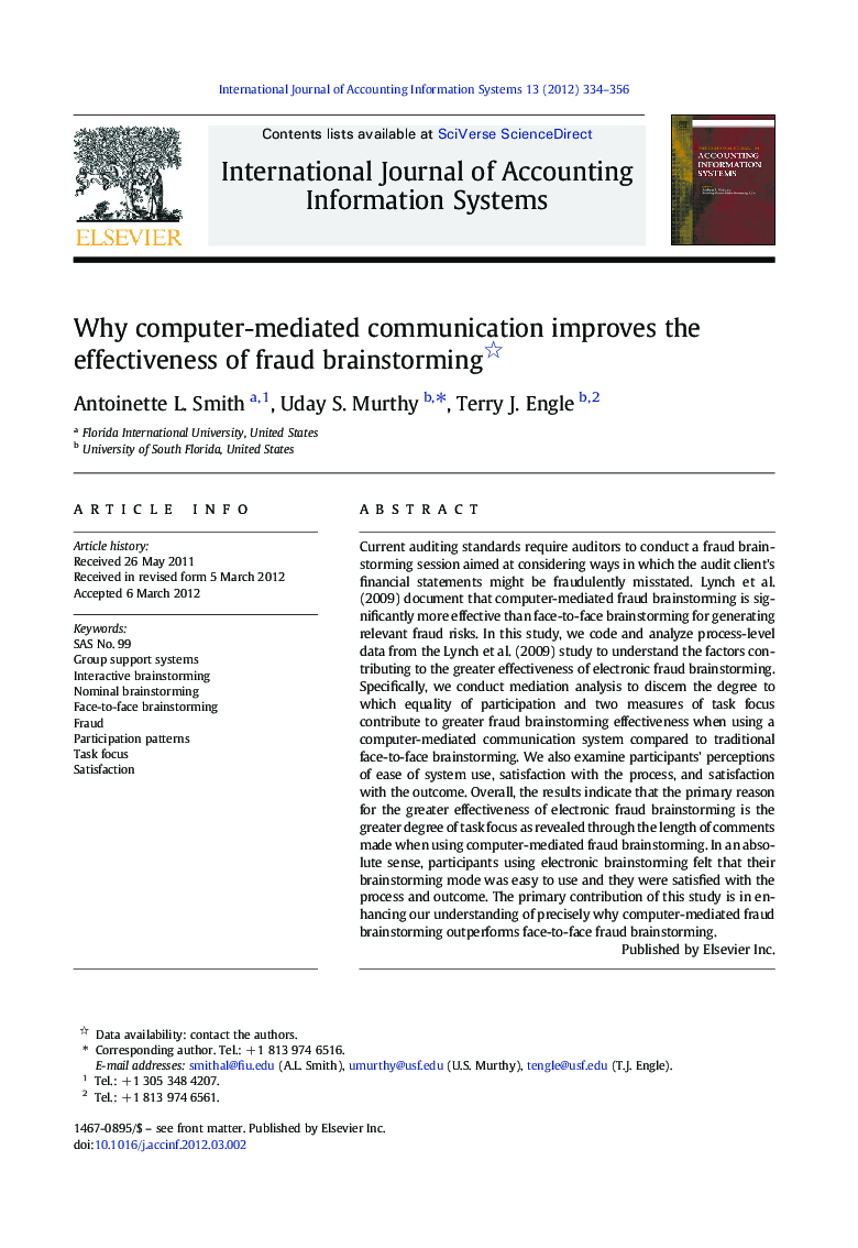 Why computer-mediated communication improves the effectiveness of fraud brainstorming 