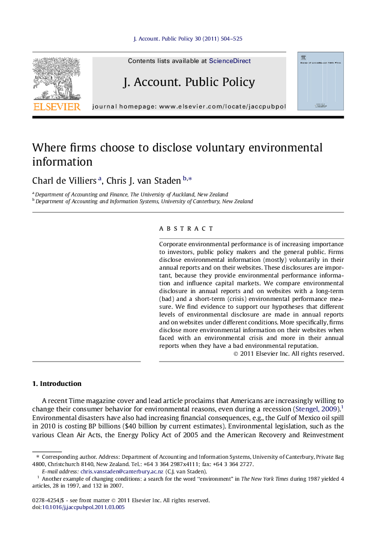 Where firms choose to disclose voluntary environmental information