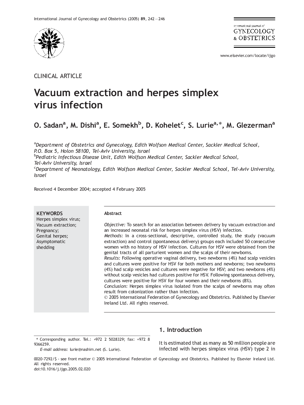 Vacuum extraction and herpes simplex virus infection