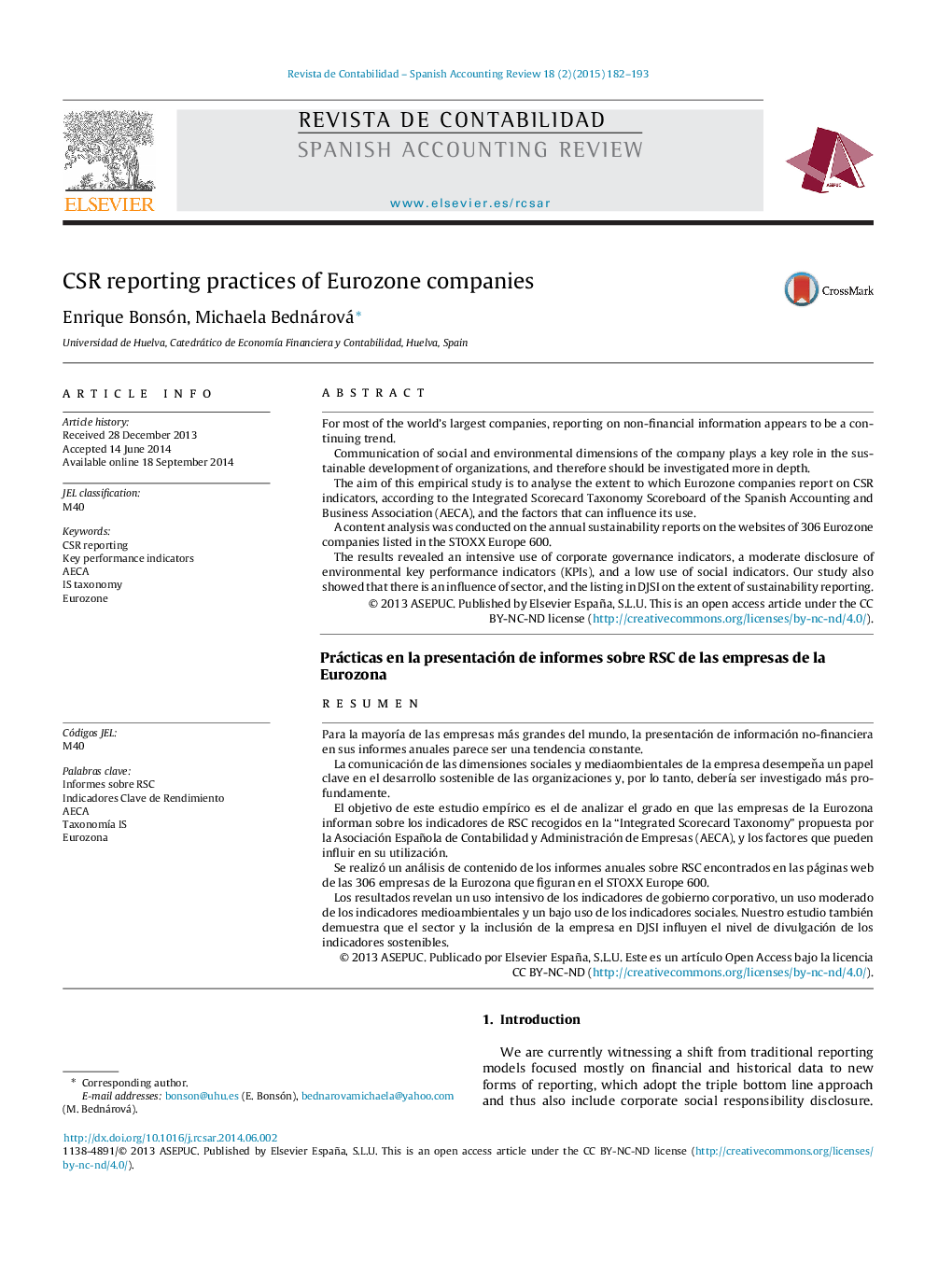 CSR reporting practices of Eurozone companies