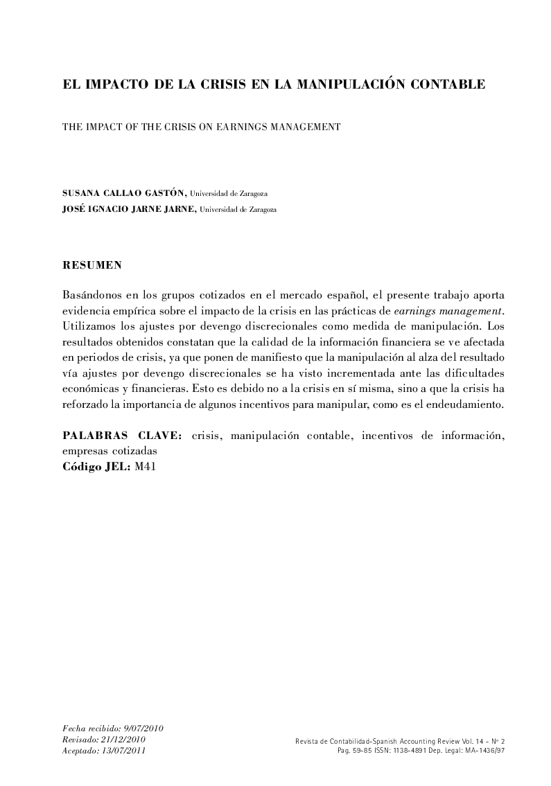 El impacto de la crisis en la manipulación contable