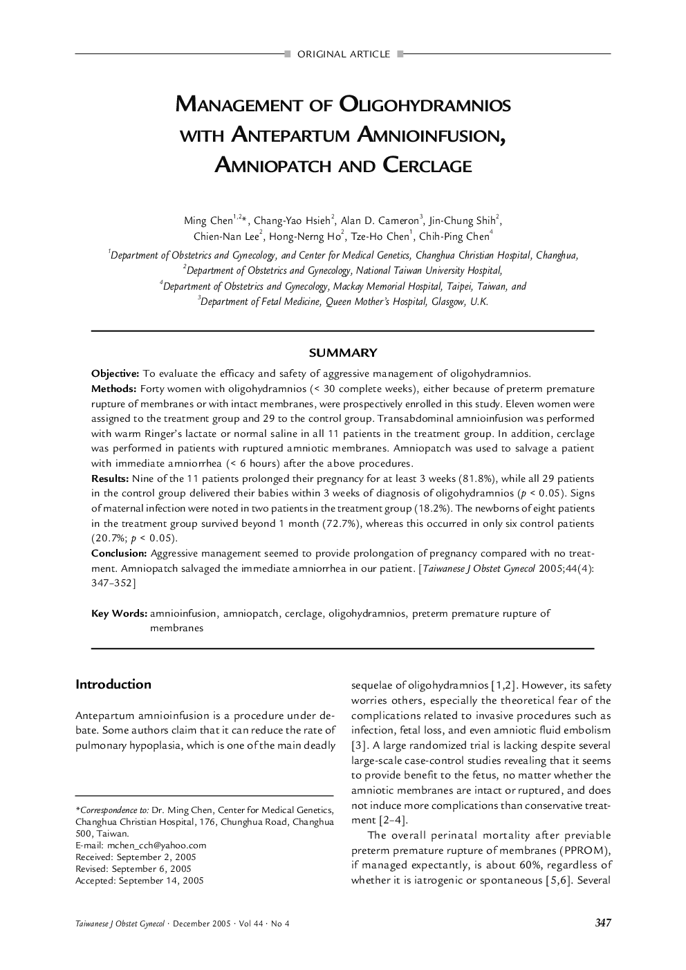 Management of Oligohydramnios with Antepartum Amnioinfusion, Amniopatch and Cerclage