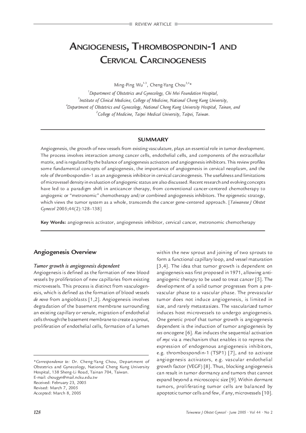 Angiogenesis, Thrombospondin-1 and Cervical Carcinogenesis