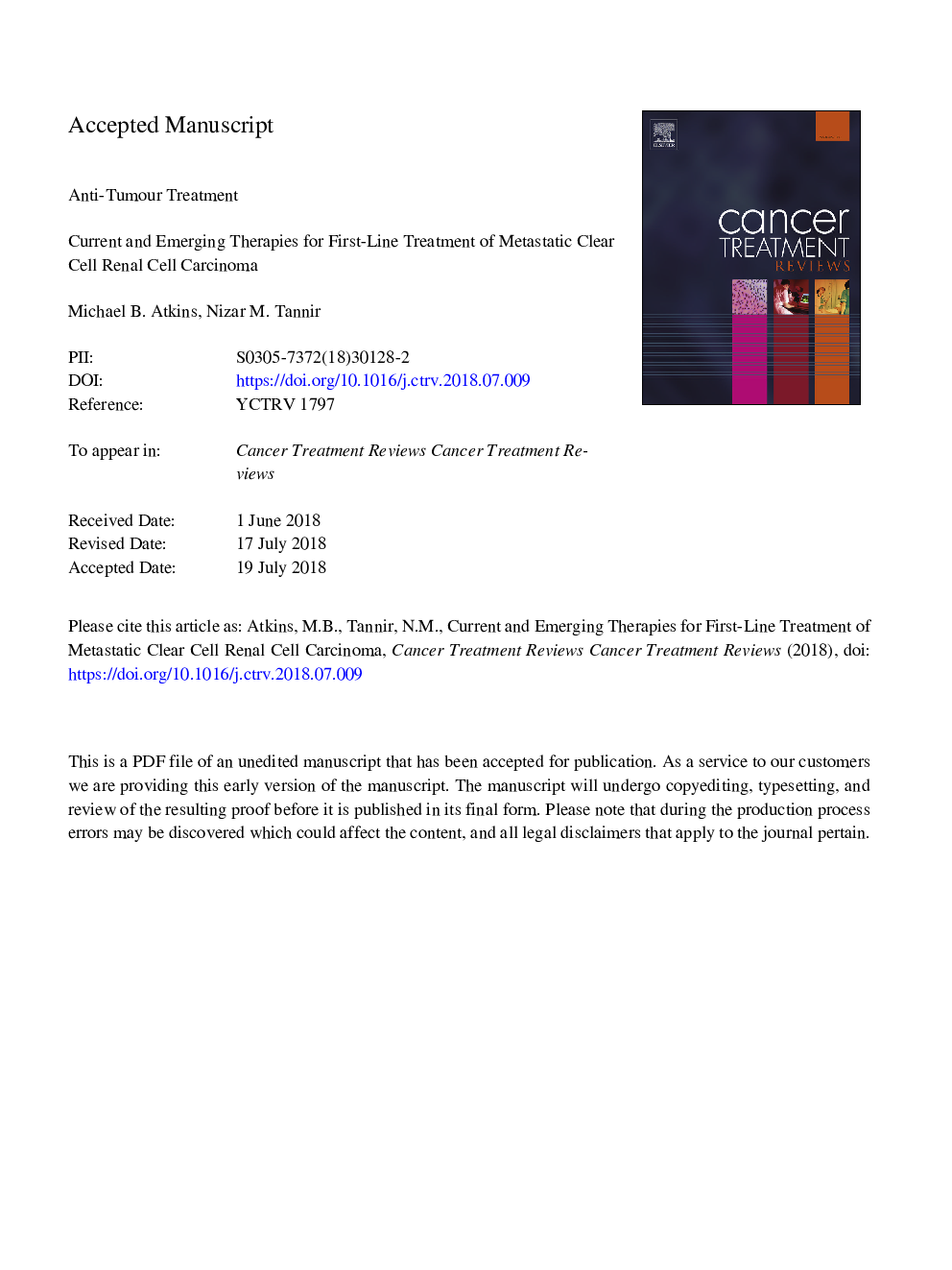 Current and emerging therapies for first-line treatment of metastatic clear cell renal cell carcinoma