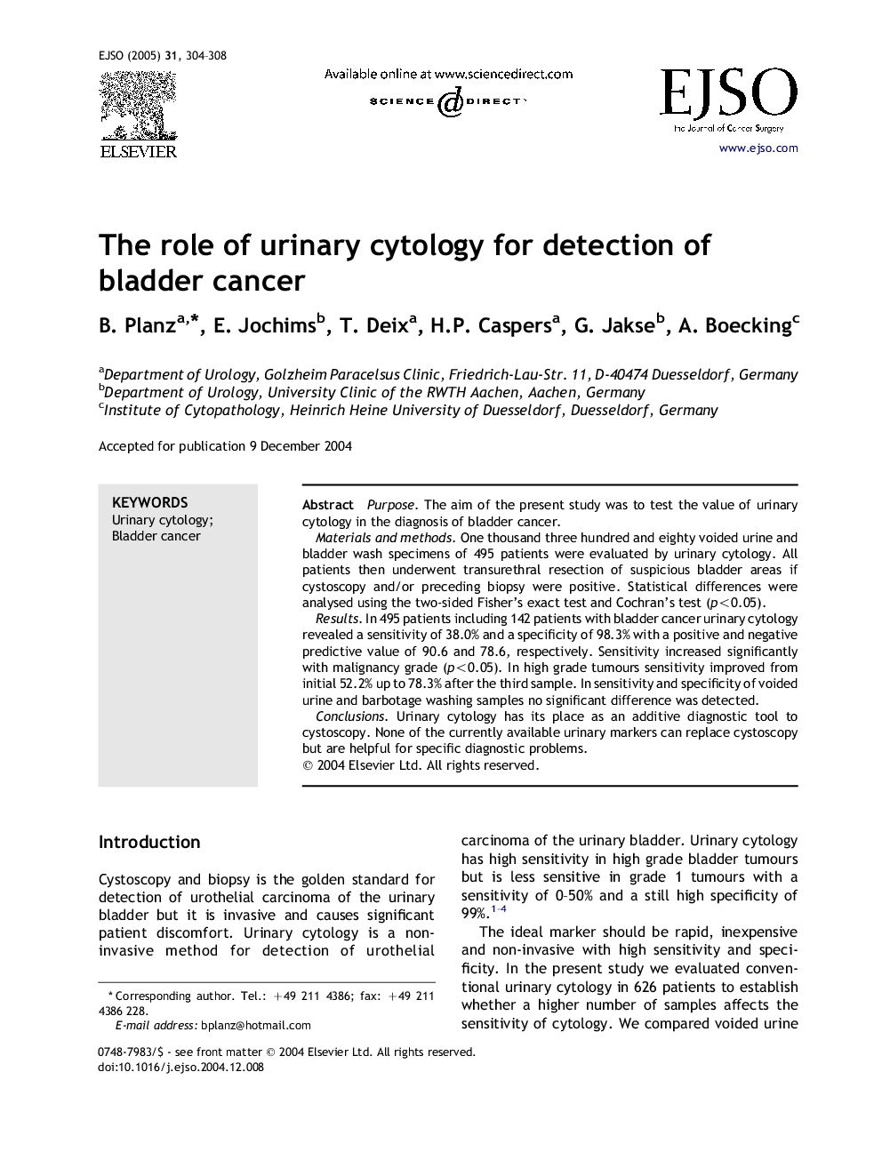 The role of urinary cytology for detection of bladder cancer