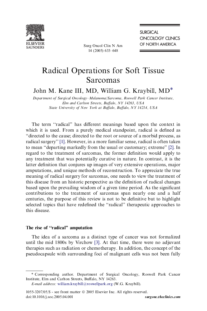 Radical Operations for Soft Tissue Sarcomas