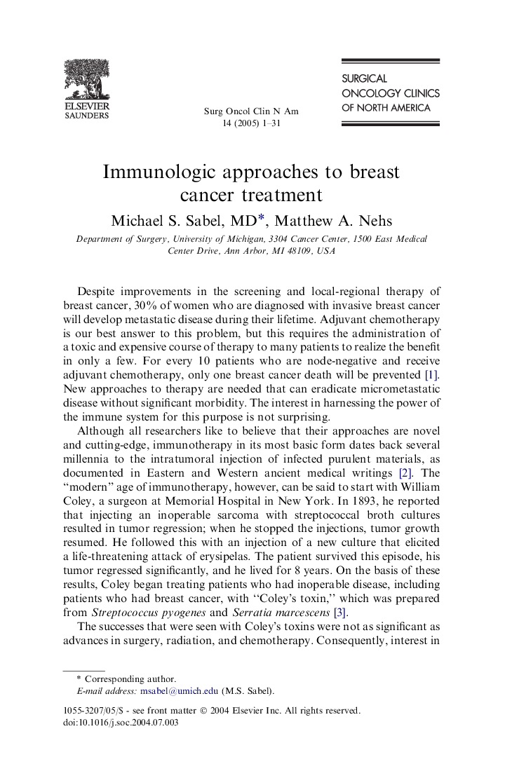 Immunologic approaches to breast cancer treatment