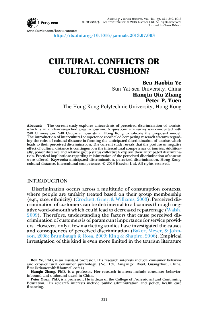 CULTURAL CONFLICTS OR CULTURAL CUSHION?