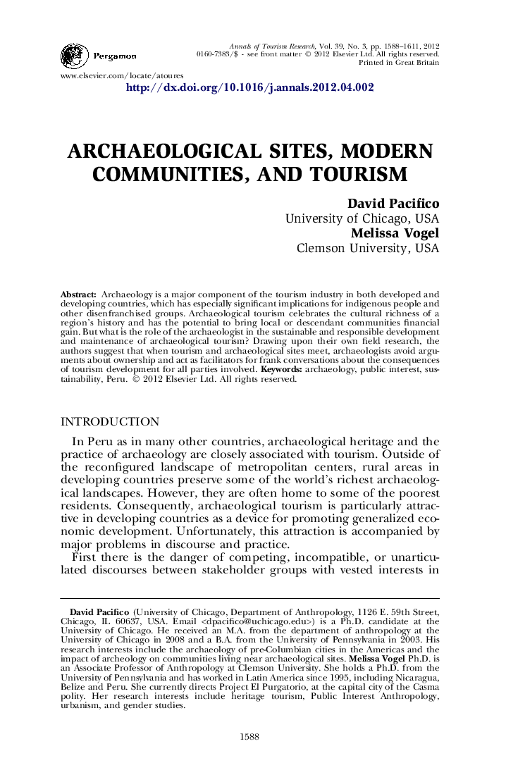 Archaeological sites, modern communities, and tourism