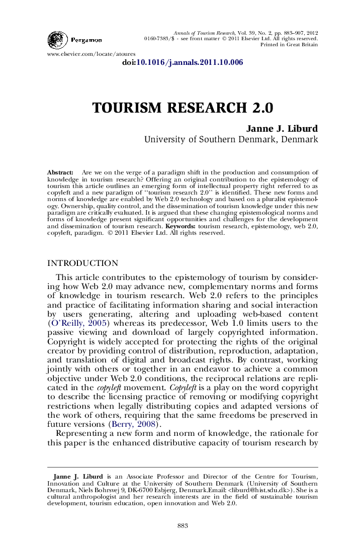 Tourism research 2.0