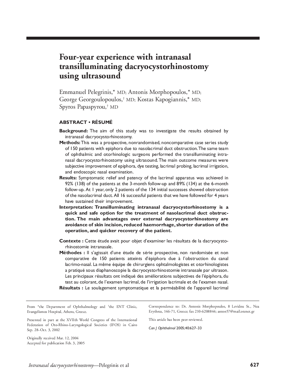 Four-year experience with intranasal transilluminating dacryocystorhinostomy using ultrasound