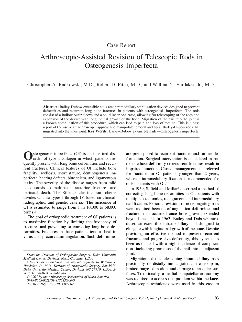 Arthroscopic-assisted revision of telescopic rods in osteogenesis imperfecta