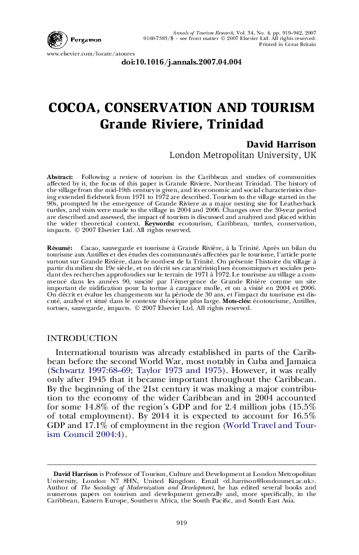 Cocoa, conservation and tourism Grande Riviere, Trinidad