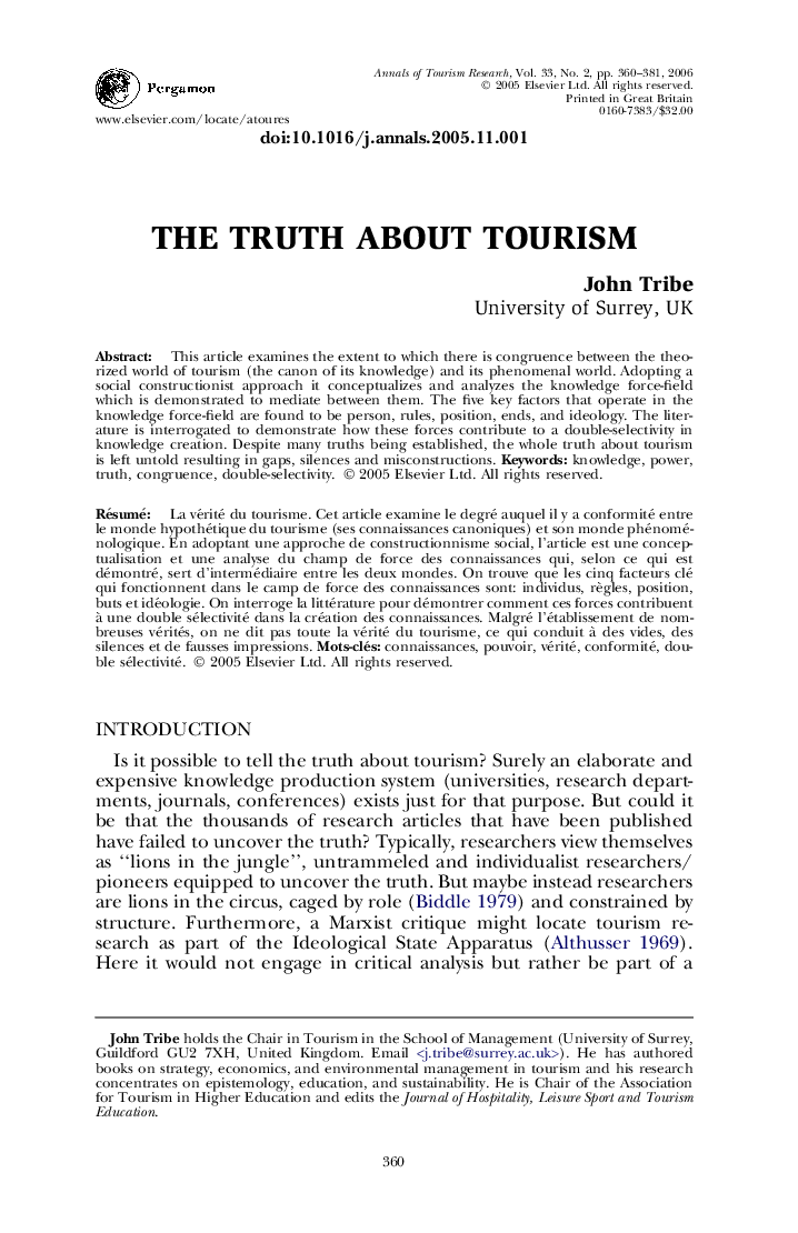 The truth about tourism