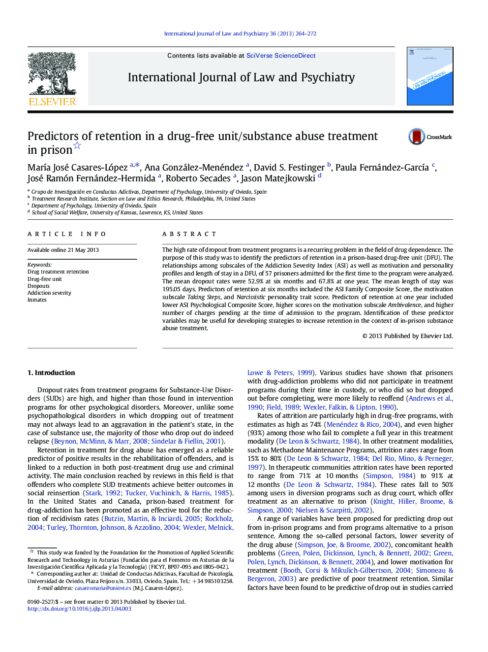 Predictors of retention in a drug-free unit/substance abuse treatment in prison 