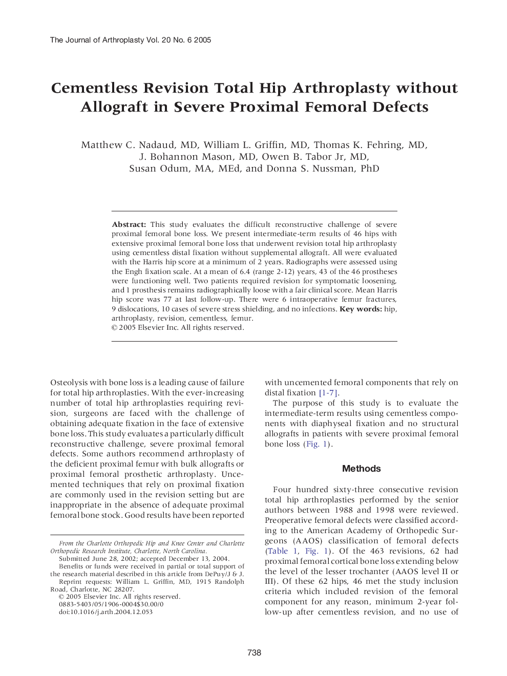 Cementless Revision Total Hip Arthroplasty without Allograft in Severe Proximal Femoral Defects