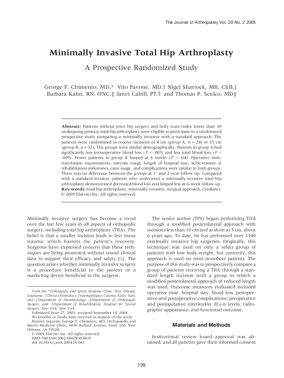 Minimally Invasive Total Hip Arthroplasty