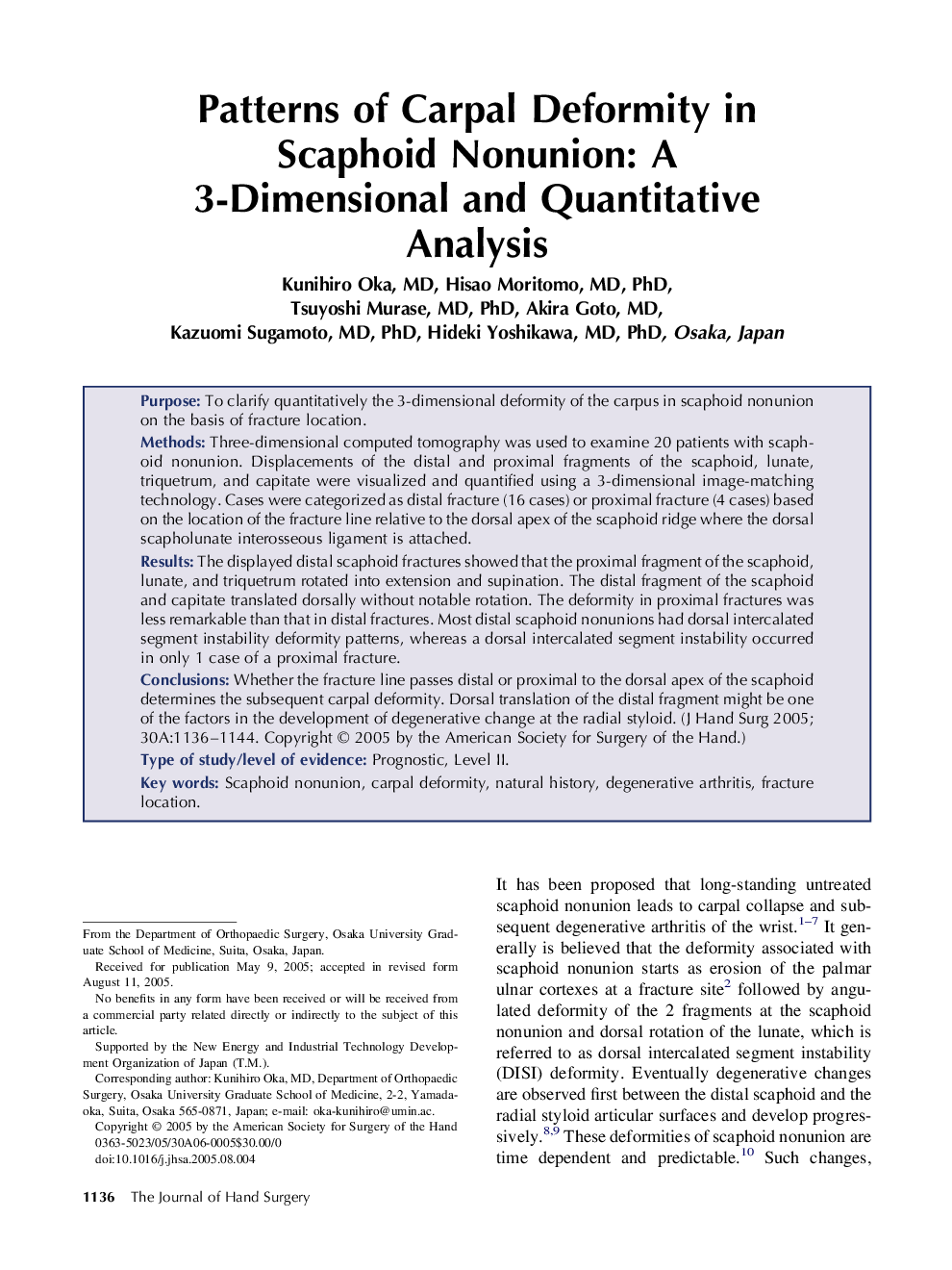 Patterns of Carpal Deformity in Scaphoid Nonunion: A 3-Dimensional and Quantitative Analysis