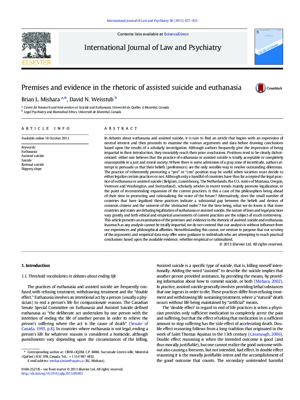 Premises and evidence in the rhetoric of assisted suicide and euthanasia