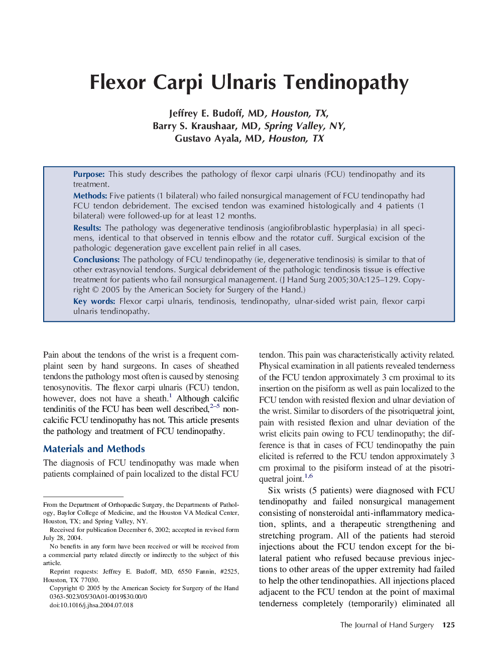 Flexor carpi ulnaris tendinopathy