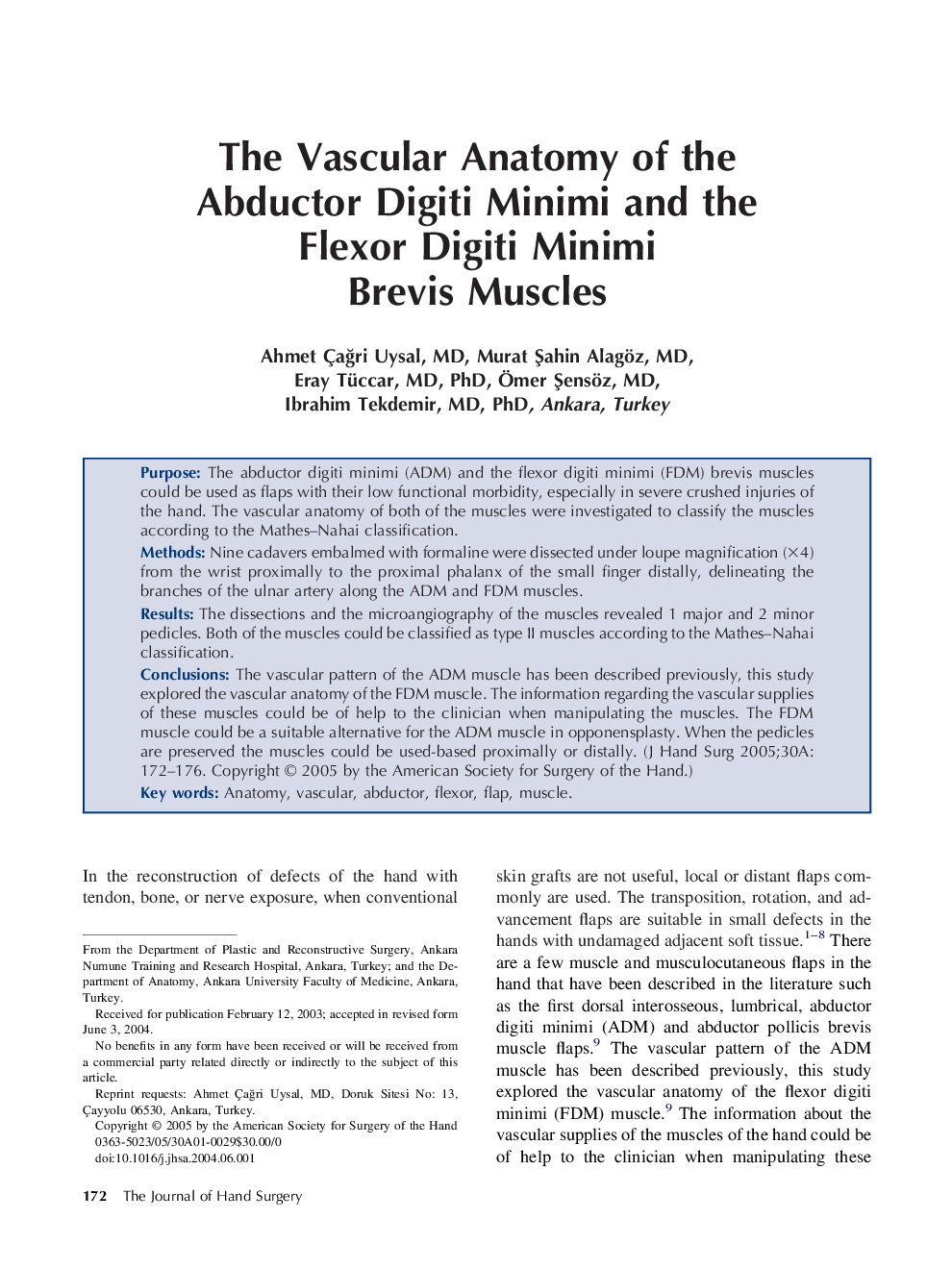 The vascular anatomy of the abductor digiti minimi and the flexor digiti minimi brevis muscles