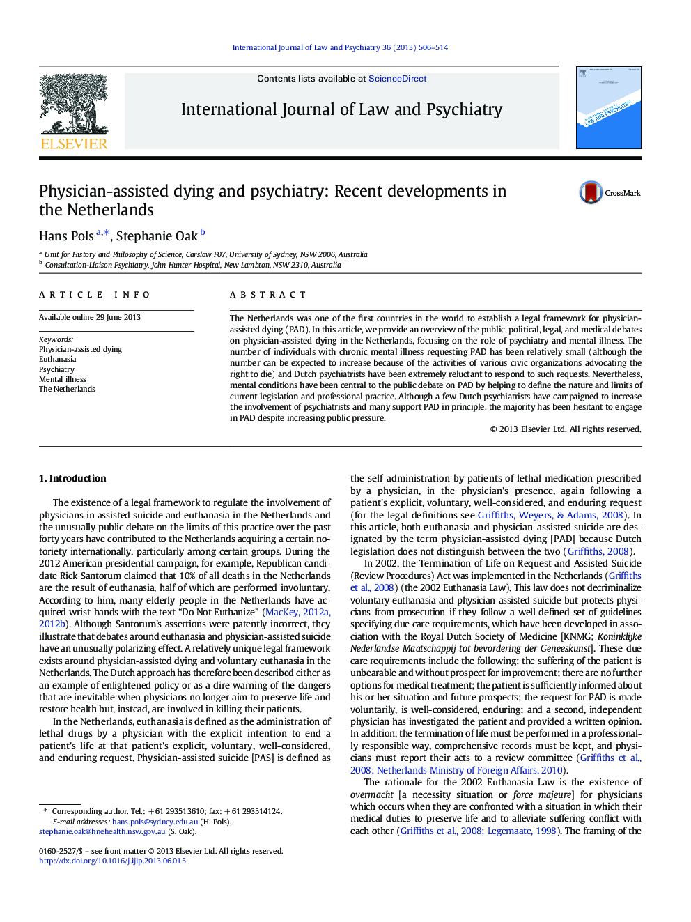 Physician-assisted dying and psychiatry: Recent developments in the Netherlands