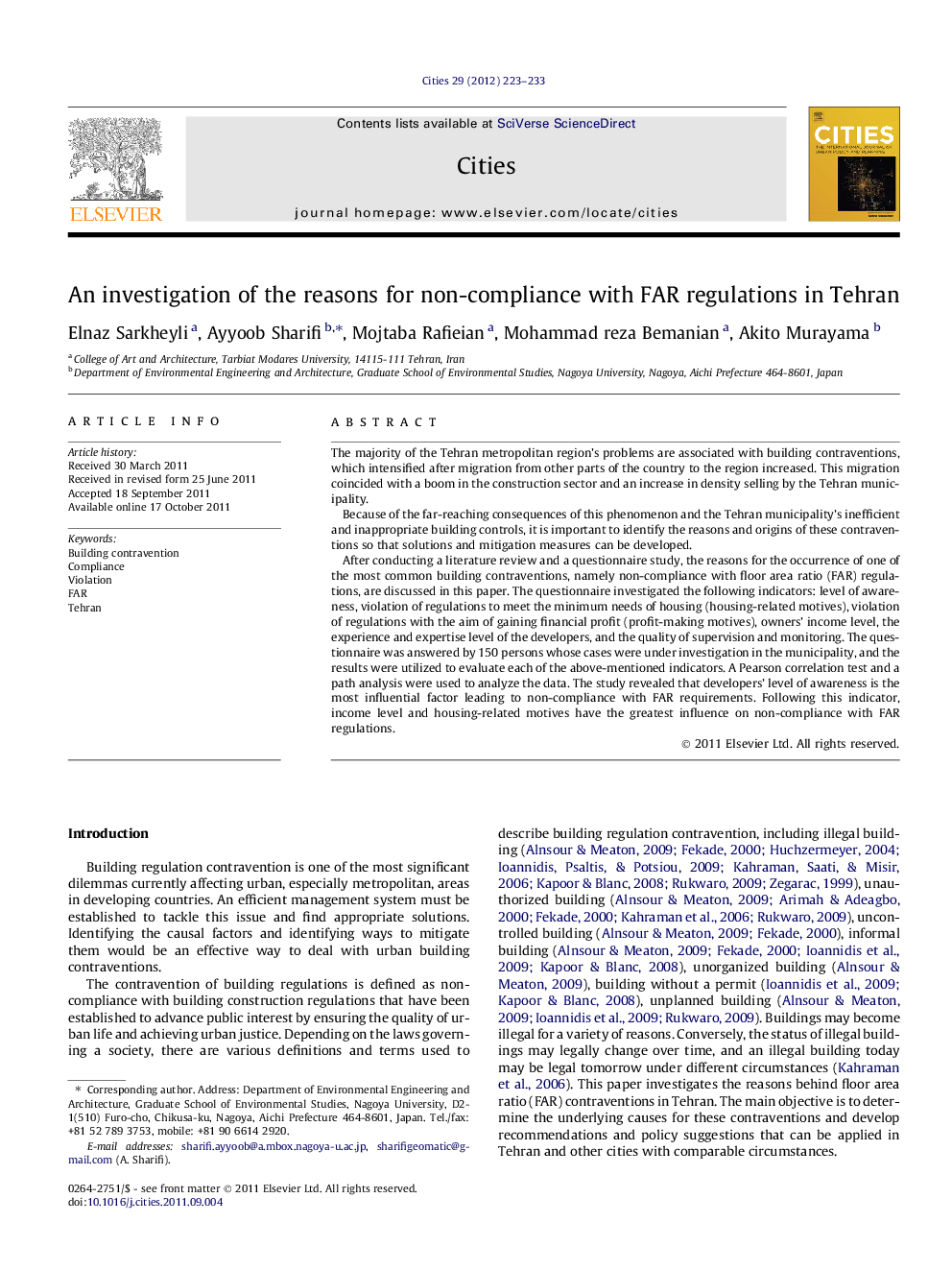 An investigation of the reasons for non-compliance with FAR regulations in Tehran