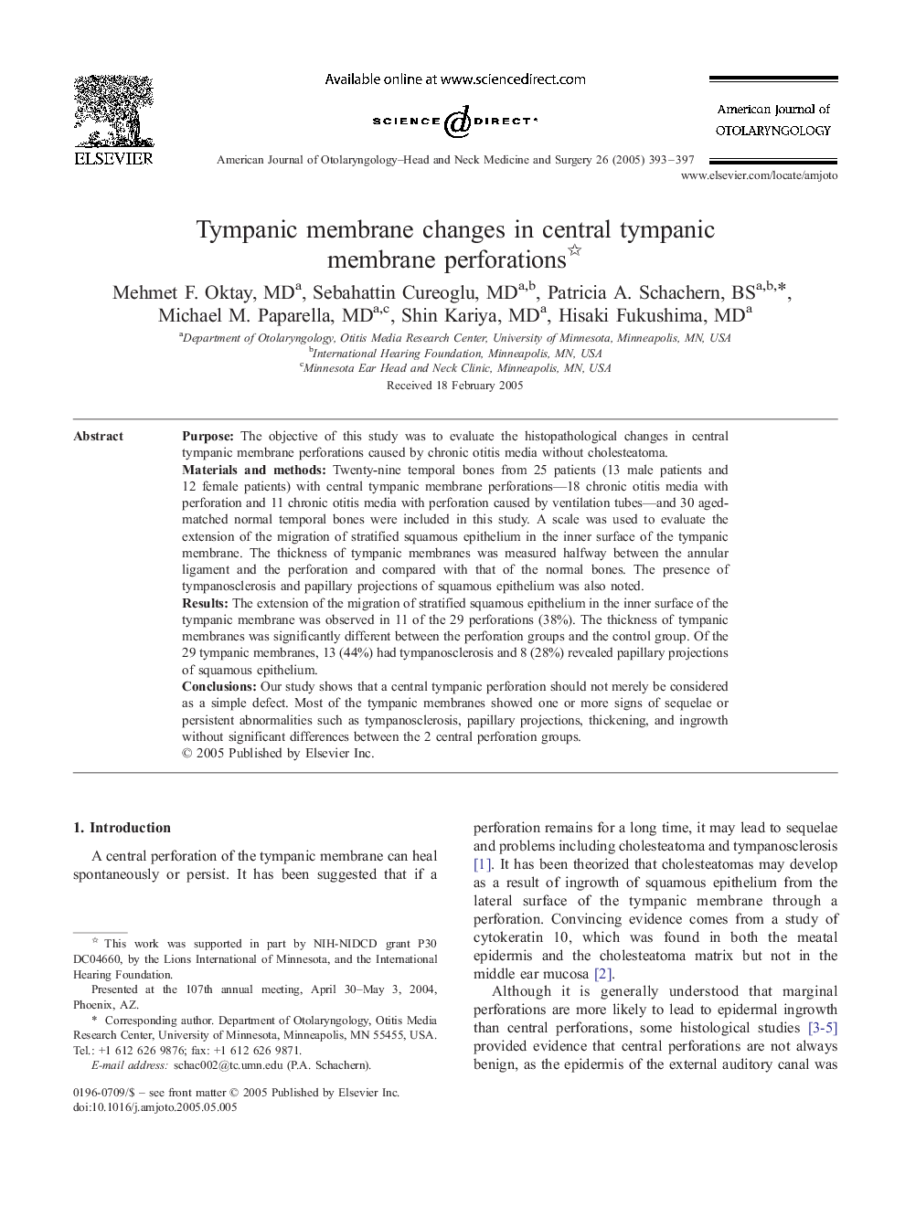 Tympanic membrane changes in central tympanic membrane perforations