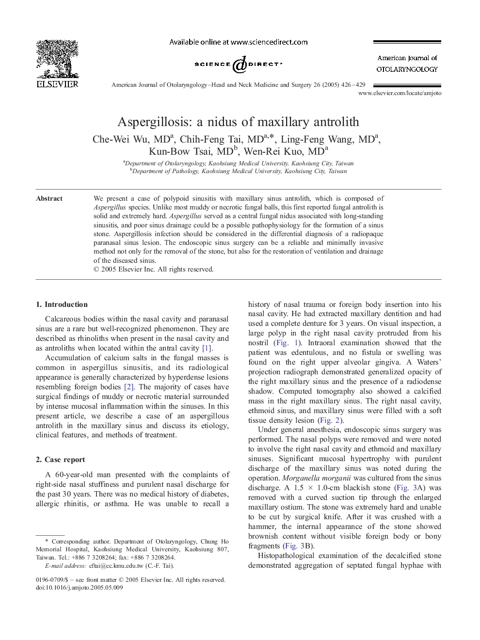 Aspergillosis: a nidus of maxillary antrolith