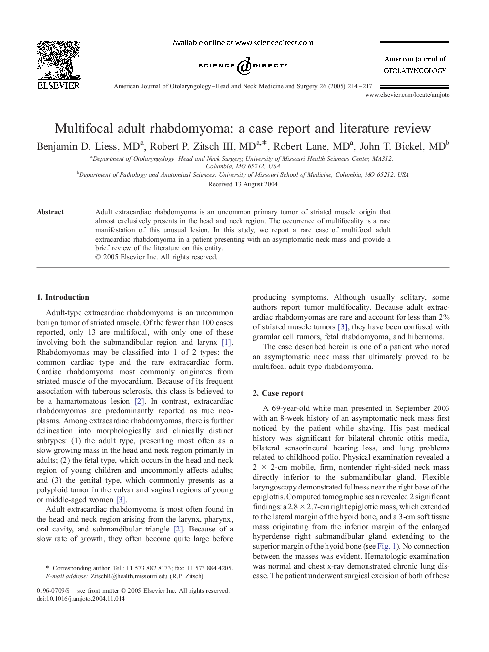 Multifocal adult rhabdomyoma: a case report and literature review