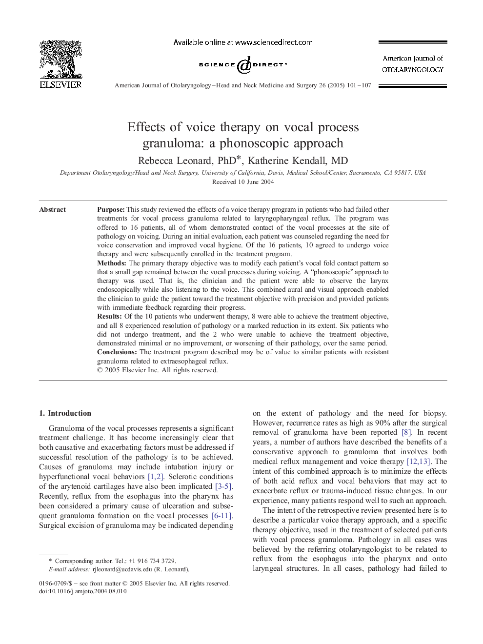 Effects of voice therapy on vocal process granuloma: a phonoscopic approach