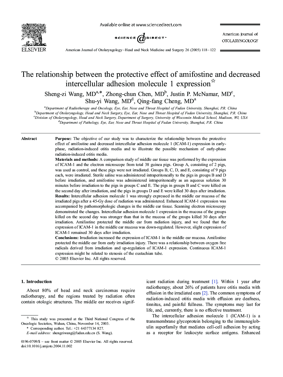 The relationship between the protective effect of amifostine and decreased intercellular adhesion molecule 1 expression