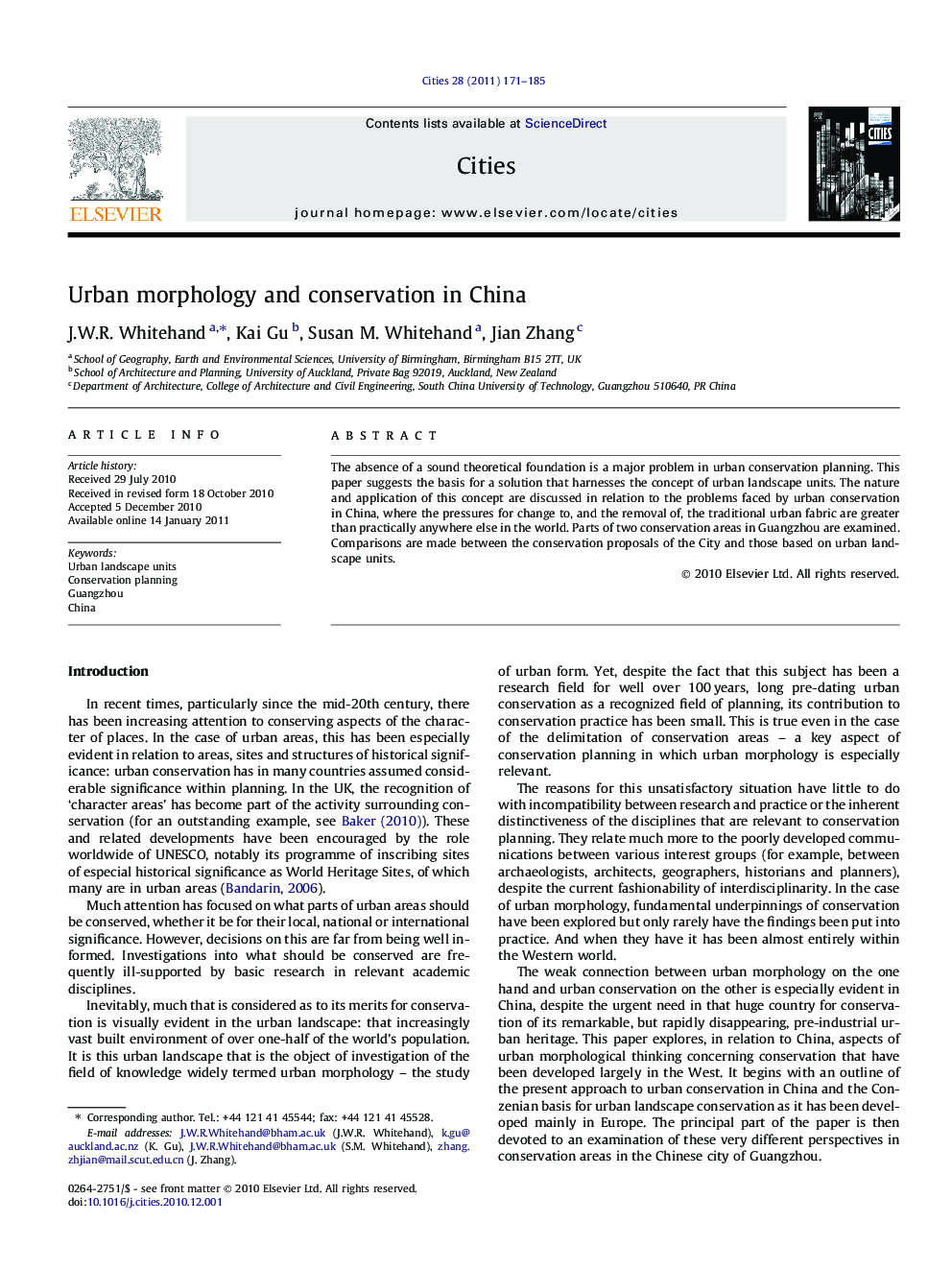 Urban morphology and conservation in China